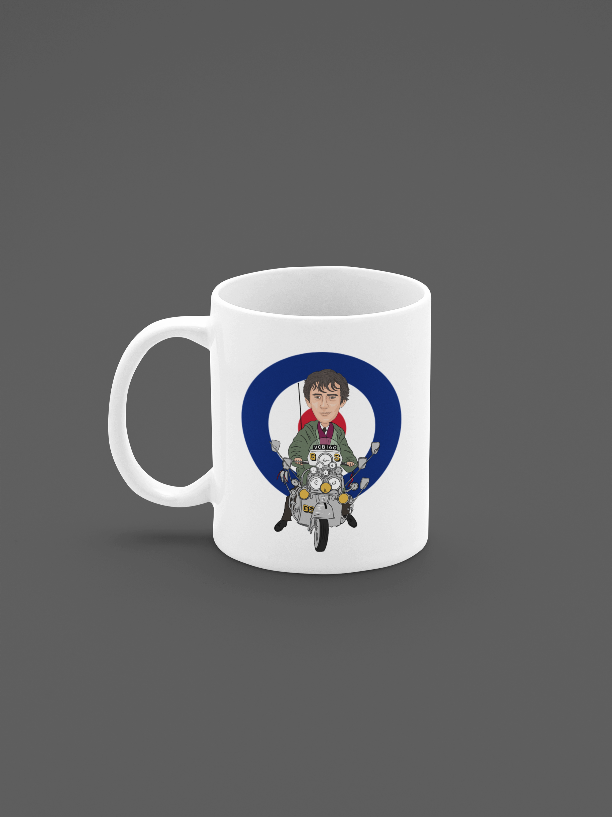 Quadrophenia Mug - Unique Cartoon Design Featuring Phil Daniels Graphic Art