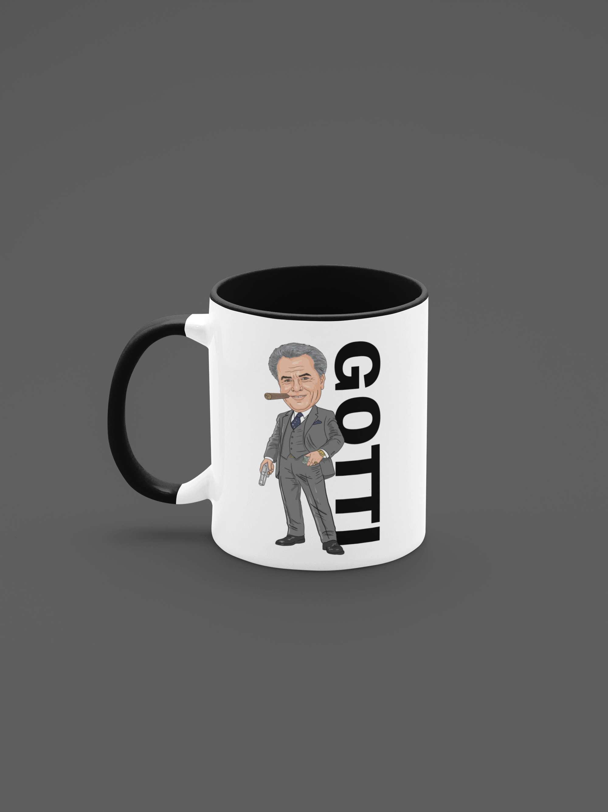 John Gotti Mug - The Teflon Don Unofficial TV Show Mafia Cartoon Graphic White Merchandise Gift