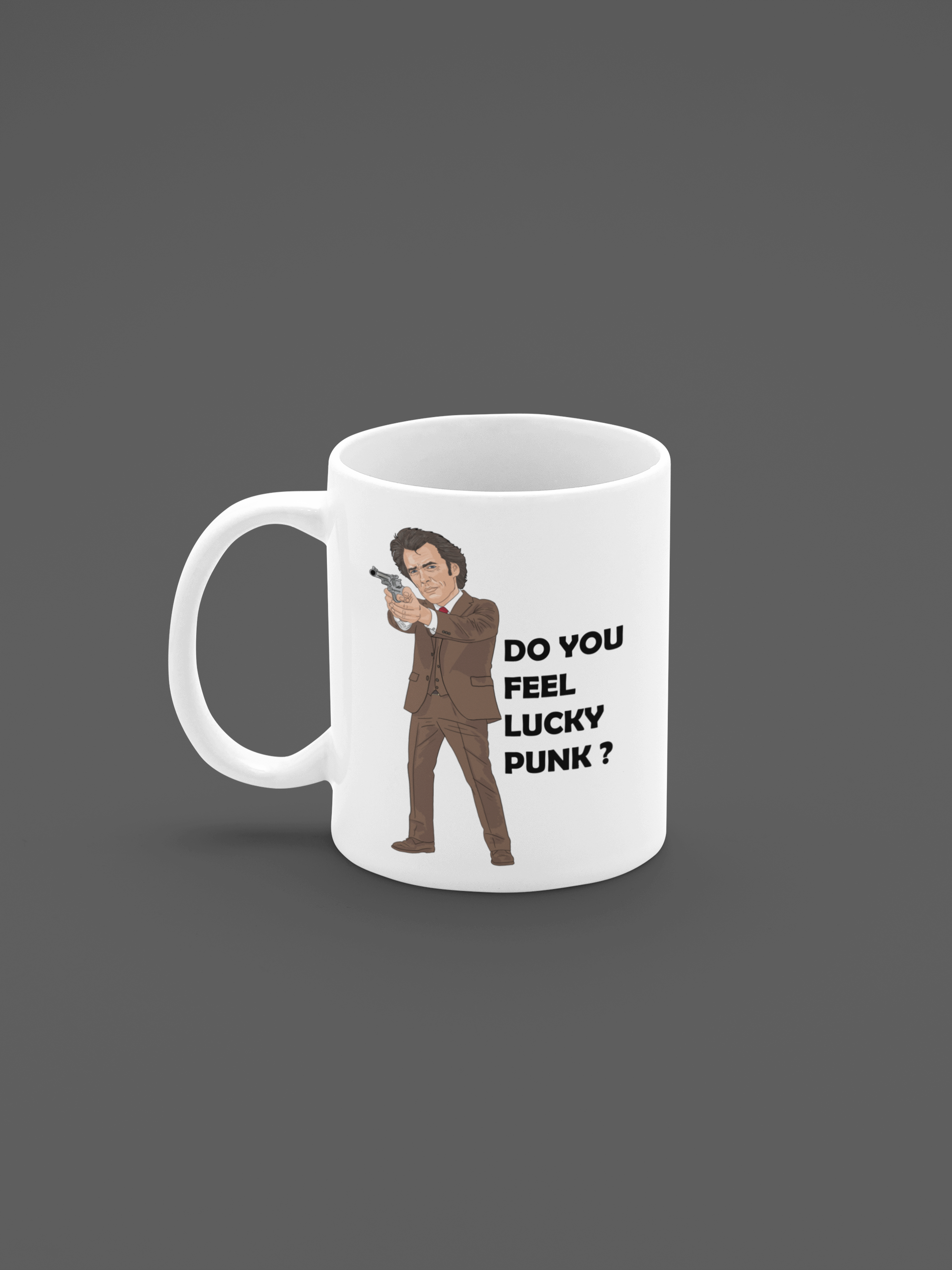 Clint Eastwood Dirty Harry Movie theme Cartoon Graphic White Coffee , Tea Mug