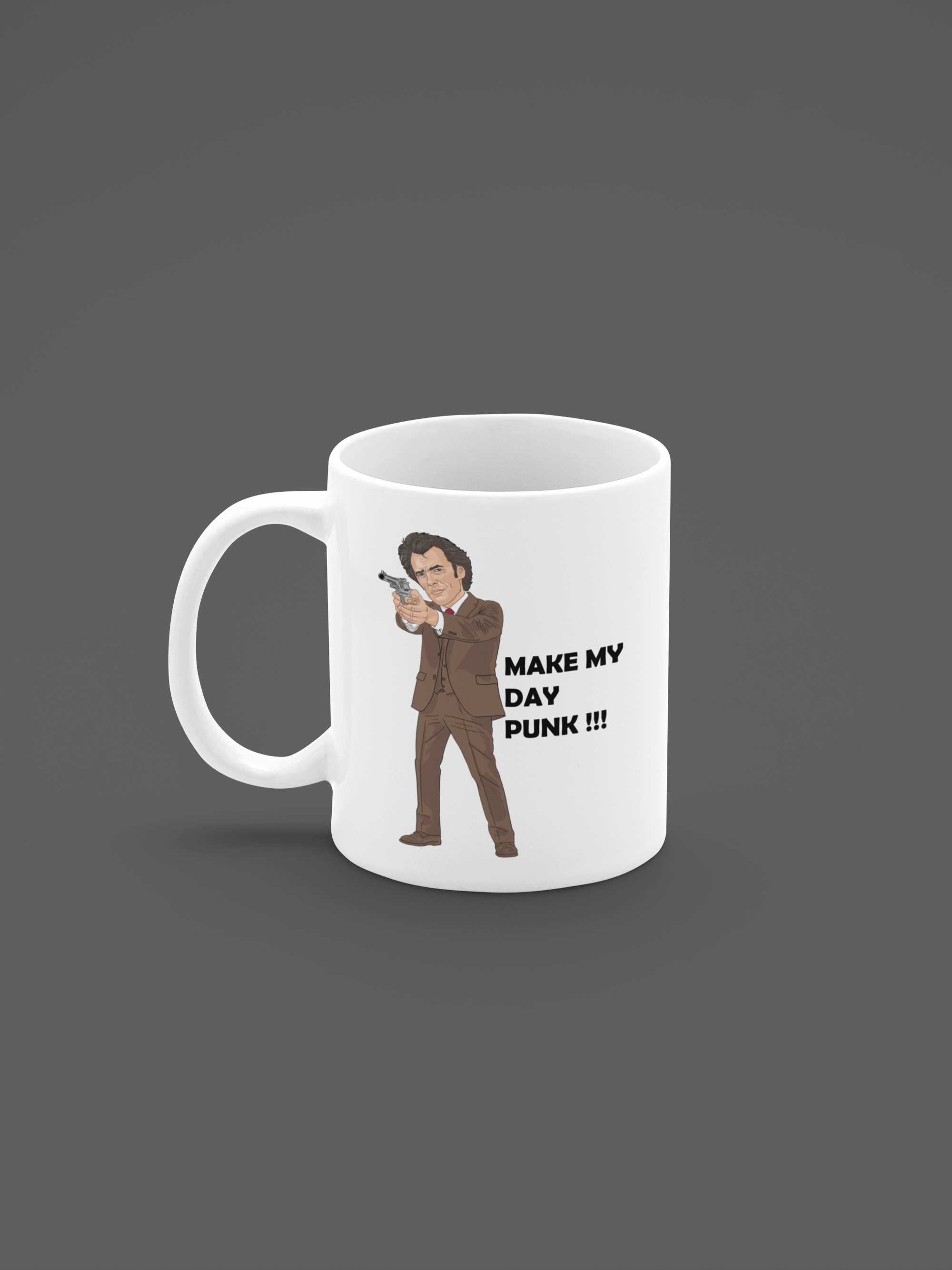 Clint Eastwood Dirty Harry Movie theme Cartoon Graphic White Coffee , Tea Mug